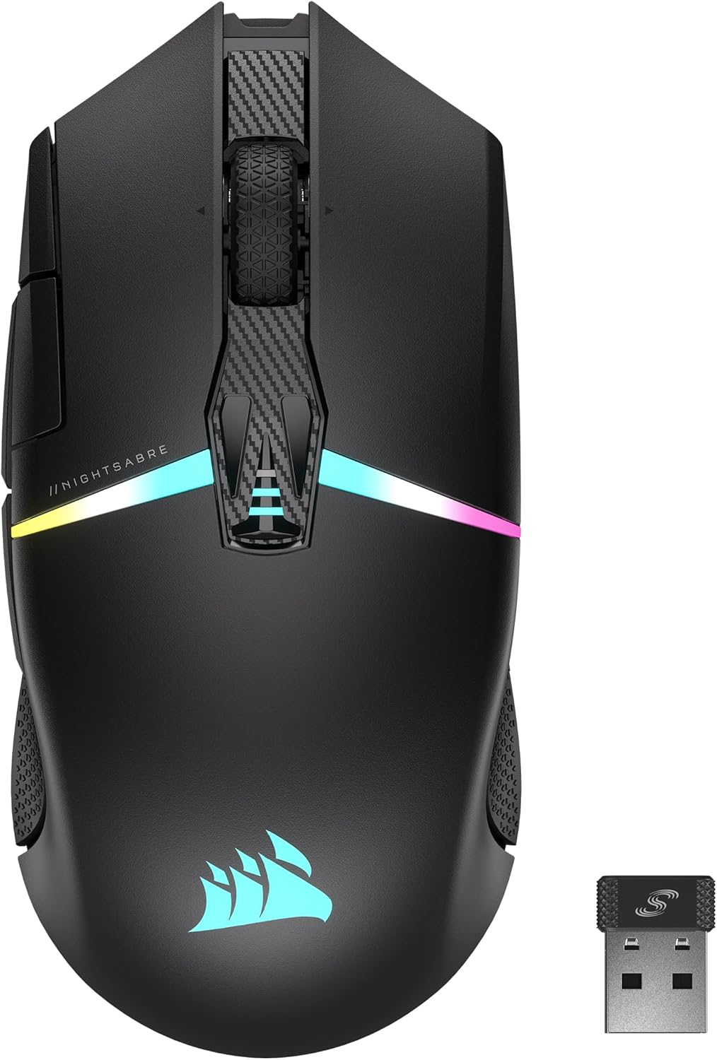 CORSAIR NIGHTSABRE WIRELESS RGB FPS/MOBA Gaming Mouse – 26,000 DPI – 11 Programmable Buttons – Up to 100hrs Battery – iCUE Compatible – PC, PS5, PS4, Xbox – Black