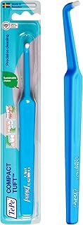 TEPE Compact Tuft Toothbrush, Tufted Brush End Orthodontic Toothbrush for Braces, Dental Implants, Denture Brush, Small Head Toothbrush, 1 Pk
