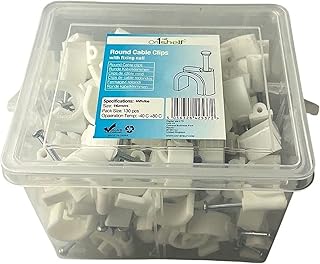White Round Cable Clips K-Type Trade Box, (16mm / 0.63") - 130 Pieces