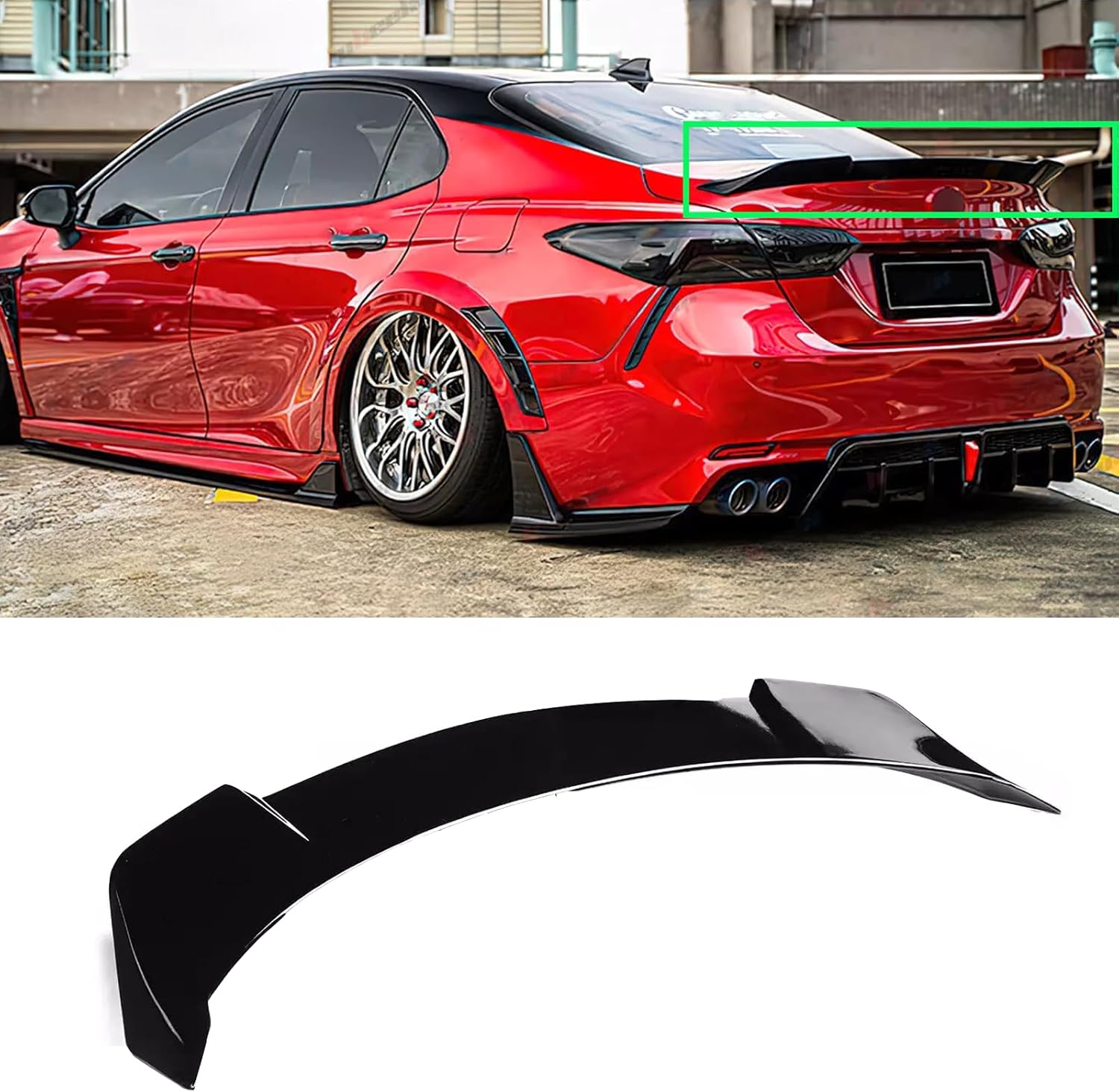 Rear Trunk Spoiler for Toyota Camry 2018-2024 Yofer V2 Style High Kick Spoiler Wing Lip Glossy Black