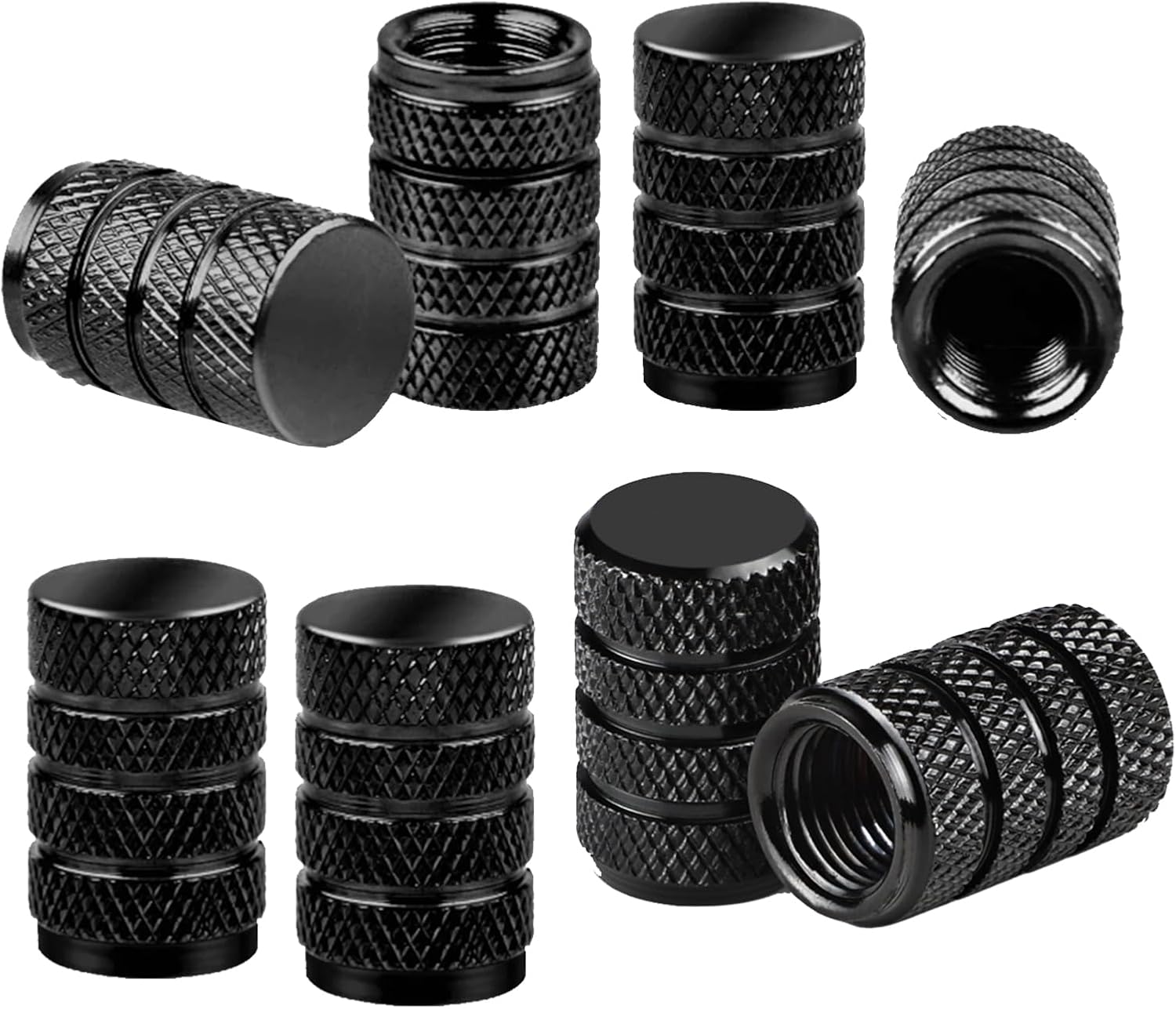 8 Pcs Tire Valve Stem Caps,Black Dust Caps for Car Tyres Tire Valve Stem Caps,tyre caps black,Aluminum Tire Valve Cap Valve Covers Replacement for Cars, Bike and Bicycle, Trucks, motorcycles (black)