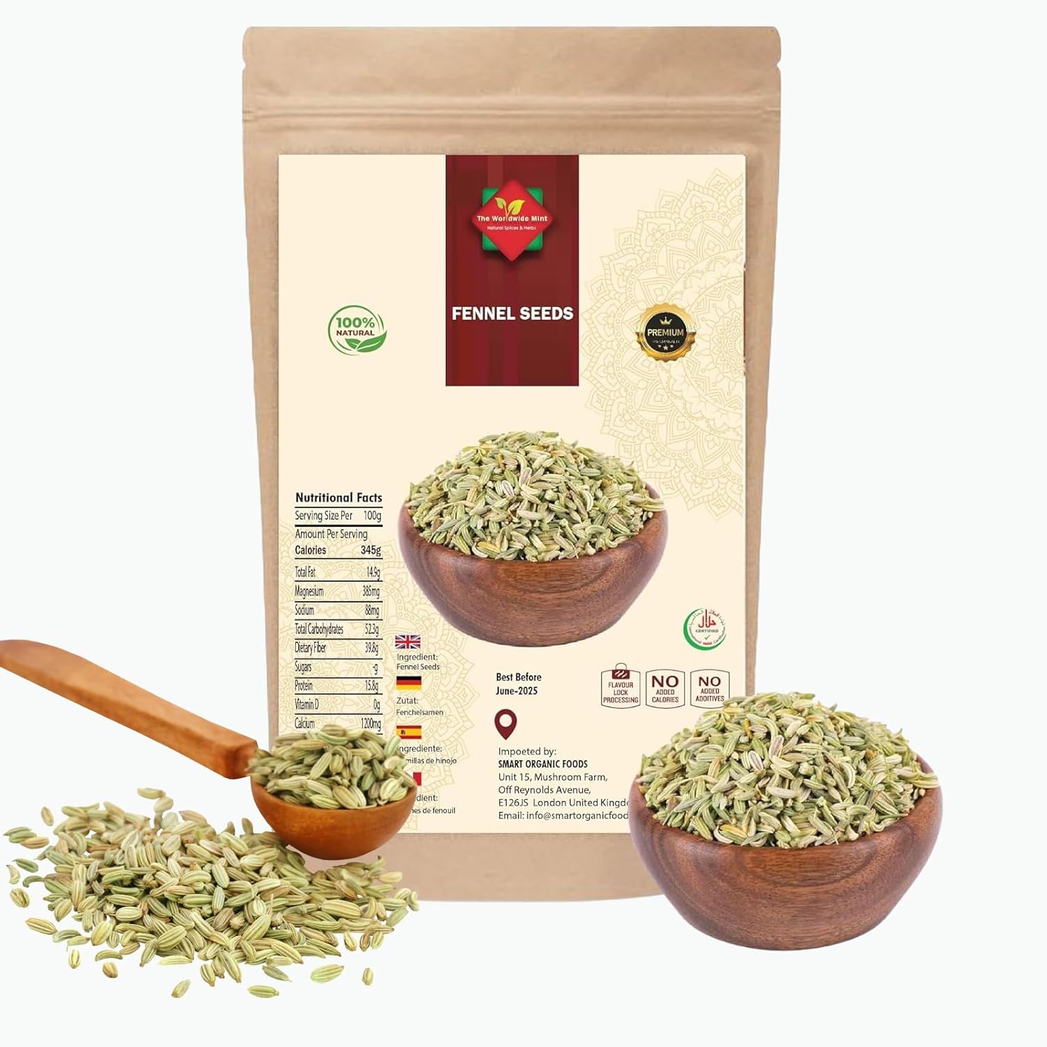Fennel Seeds 100g (3.52oz) | Saunf/Soonf – Premium Raw Fennel Seed from India | 100% Natural, Gluten-Free, Vegan, Non-GMO, No Additives