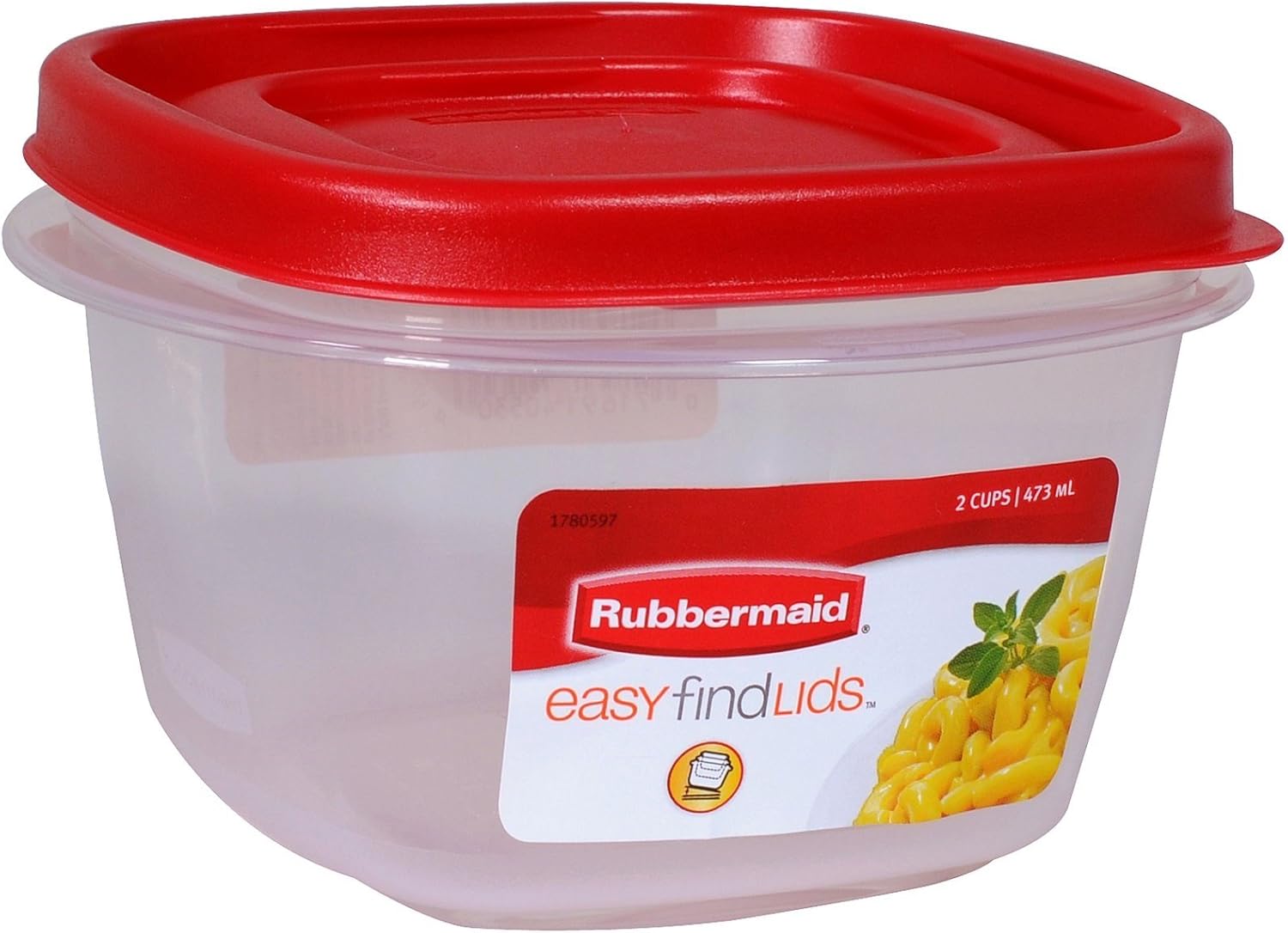 Rubbermaid 2-Cup 7J60 Easy Find Lid Square Food Storage (Pack of 8 Containers), Red