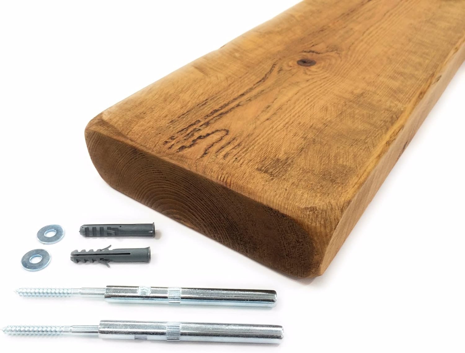 Rustic Floating Shelves Wooden Wall Mounted Shelf Oak Colour Handmade Reclaimed Chunky Solid Wood Industrial 100cm