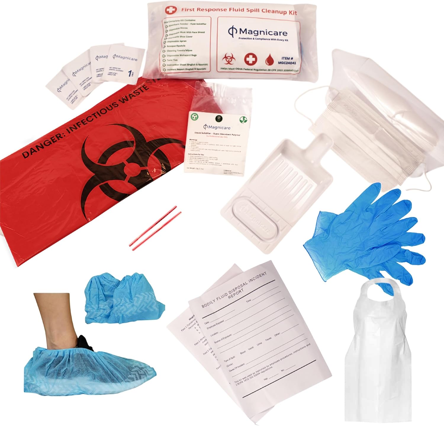 Bloodborne Pathogen & Vomit Cleanup Kit - Be OSHA Compliant| Comprehensive First Response Spill Kit for Bodily Fluids | Bodily Fluid Clean Up Bag| Ideal for Schools, Restaurants & Retirement Homes