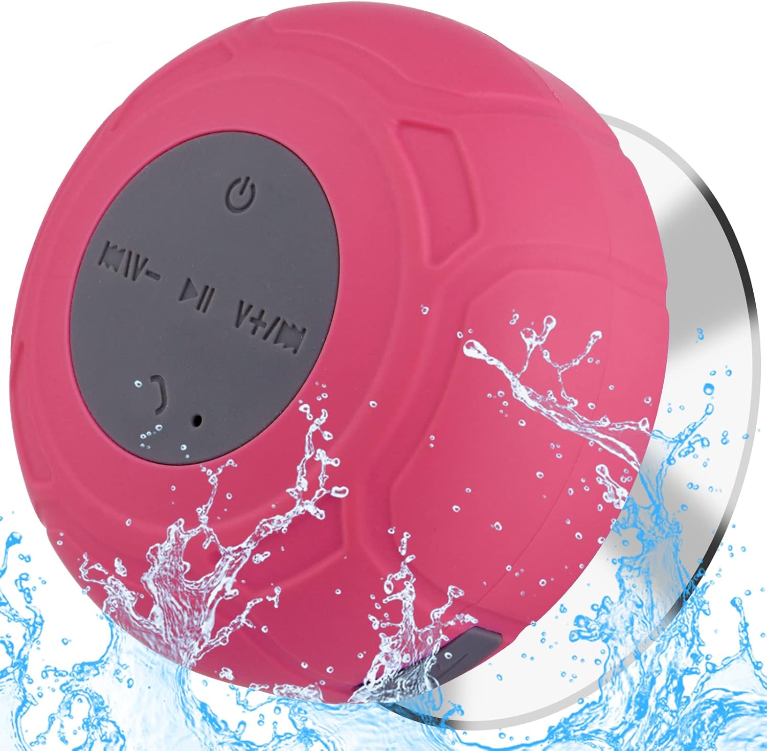 Bluetooth Shower Speaker Waterproof Portable Wireless Water-Resistant Speaker Suction Cup,Built-in Mic Speakerphone for Phone Tablet Bathroom Kitchen - Pink