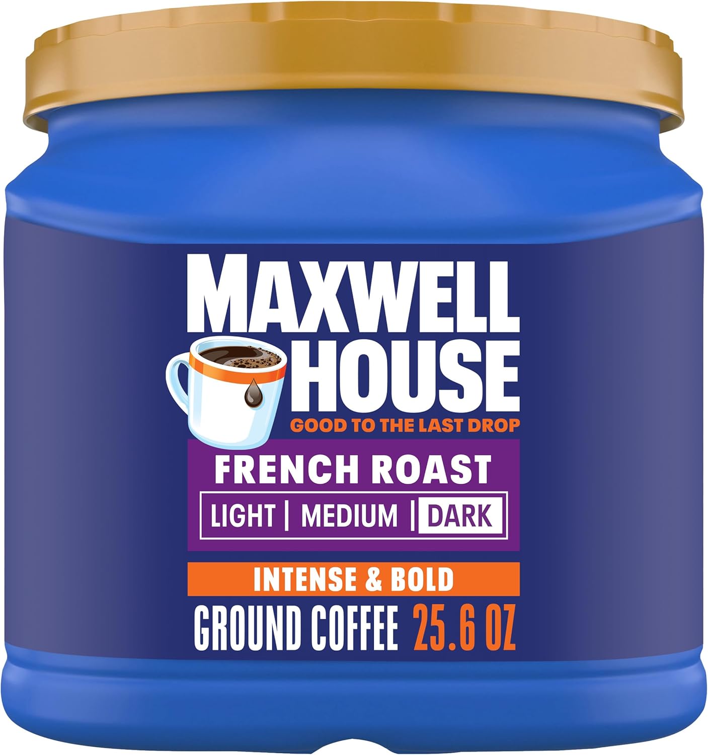 Maxwell House French Roast Dark Roast Ground Coffee, 25.6 oz Canister