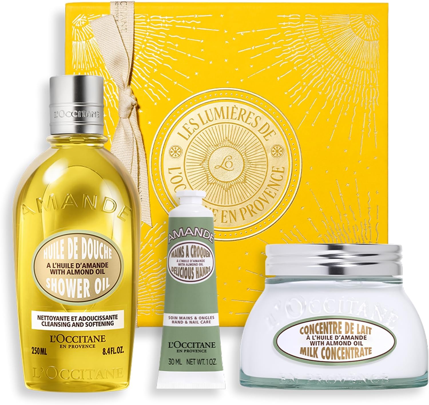 L'OCCITANE Almond Body Care Collection, Hydrating & Smoothing Body Care for Soft, Smooth Skin, Premium & Clean Beauty Bath & Body Gift Set for All