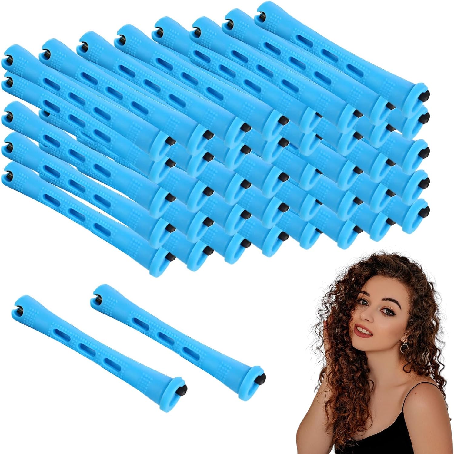 Perm Rods,60Pcs Small Size Perm Curlers,Blue Perming Rods Perm Kit Home Perm Rollers for Women,Perm Rods for Short Hair for Women Men Hairdressing Styling