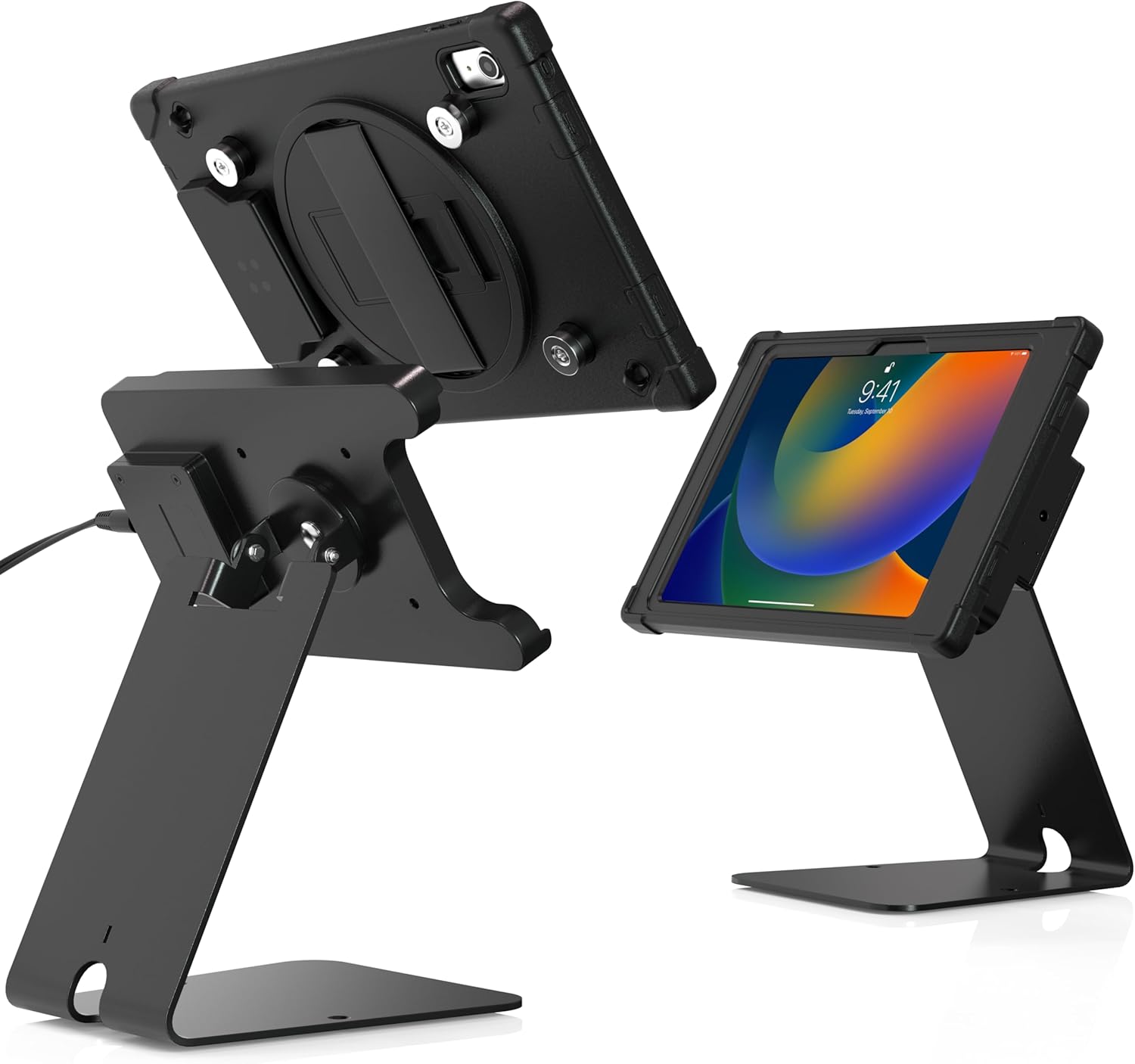 CTA Digital Wireless Security Kiosk VESA Quick Release Security Kiosk with Wireless Inductive Charging Case for iPad 10th Generation 10.9-inch & More 10.9-inch Tablets - Black (PAD-ICCTKS109)