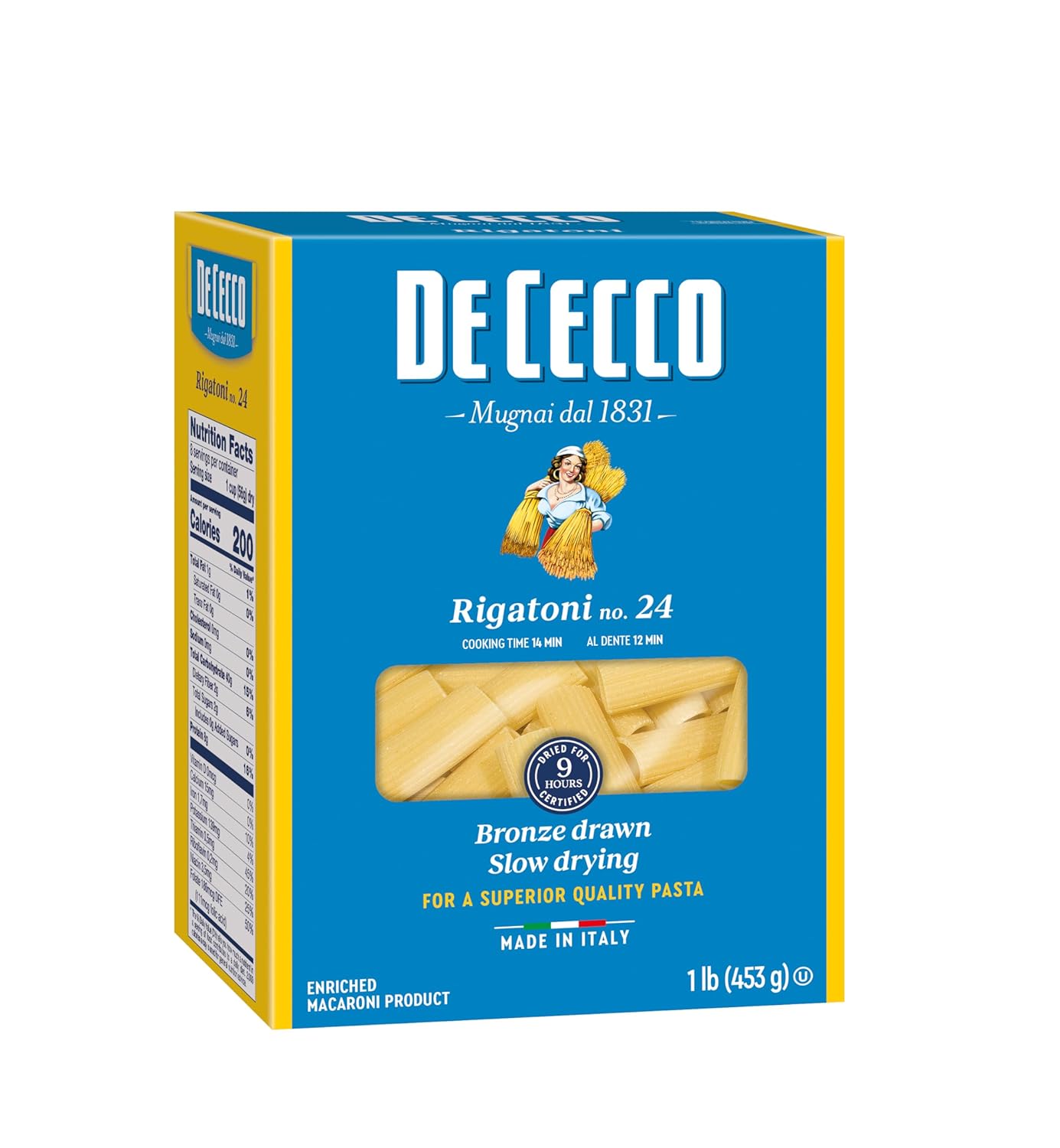 De Cecco Pasta, Rigatoni, Semolina, 1 lb, 16 Oz