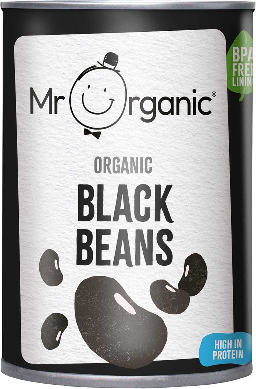 Mr Organic - Black Beans 400g - High Protein & Fibre - Ready to Eat - Perfect for Salads, Stews, and Soups - Organic and Suitable for Vegans - Pack of 1