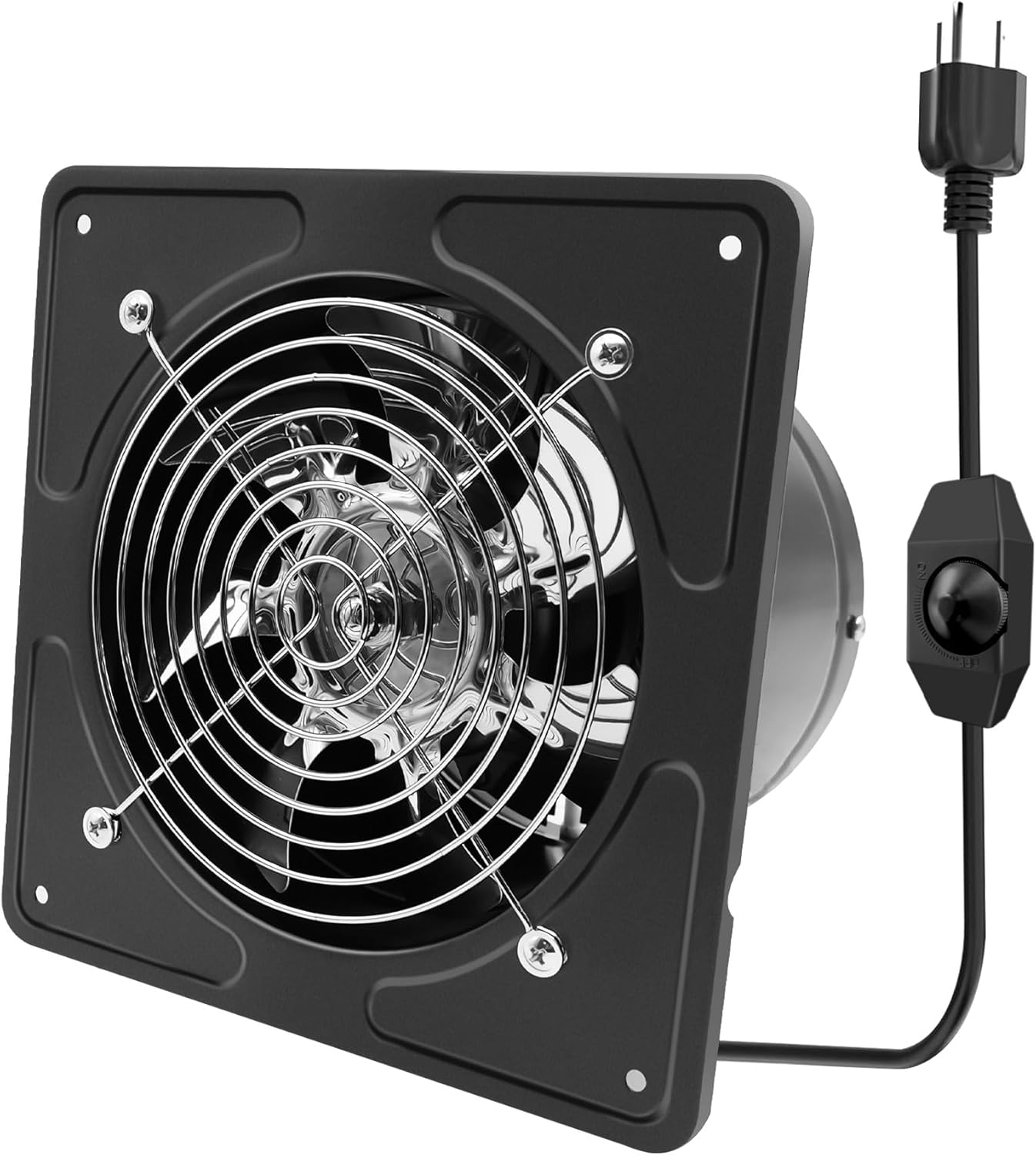 6 Inch Kitchen Exhaust Fan with Speed Controller,235CFM Wall Exhaust Fan,115V 40W Ventilation Blower for Kitchen,Meeting Room,Shop, Smoking Room, Industrial Ventilation Use (6-inch Black)