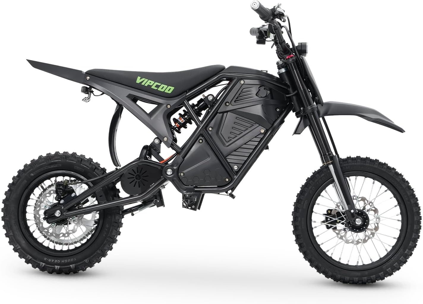 VIPCOO H3 Electric Dirt Bike 3500W Mid-Drive Motor, 40 MPH Max Speed, 45-Mile Range, E Dirt Bike for Teens with 14"/12" All-Terrain Tires, 3-Speed Mountain Electric Dirt Bike for Adults, 13+