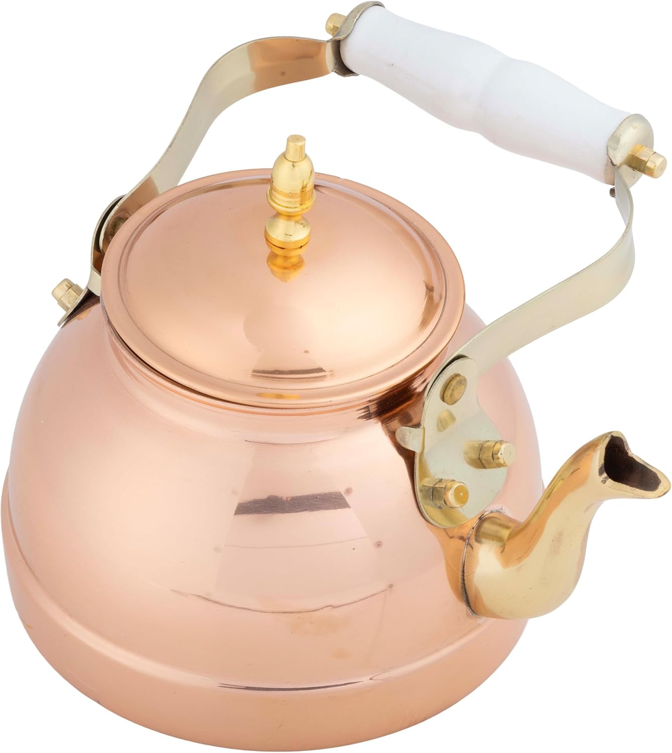 Classic Cuisine Copper Tea Kettle - Teapot for Stovetop with Copper Exterior, Nickel Lining, and Ceramic Handle - 7.25C/1.8Q Vintage-Style Kettle - Perfect for Tea, Coffee, or Cooking