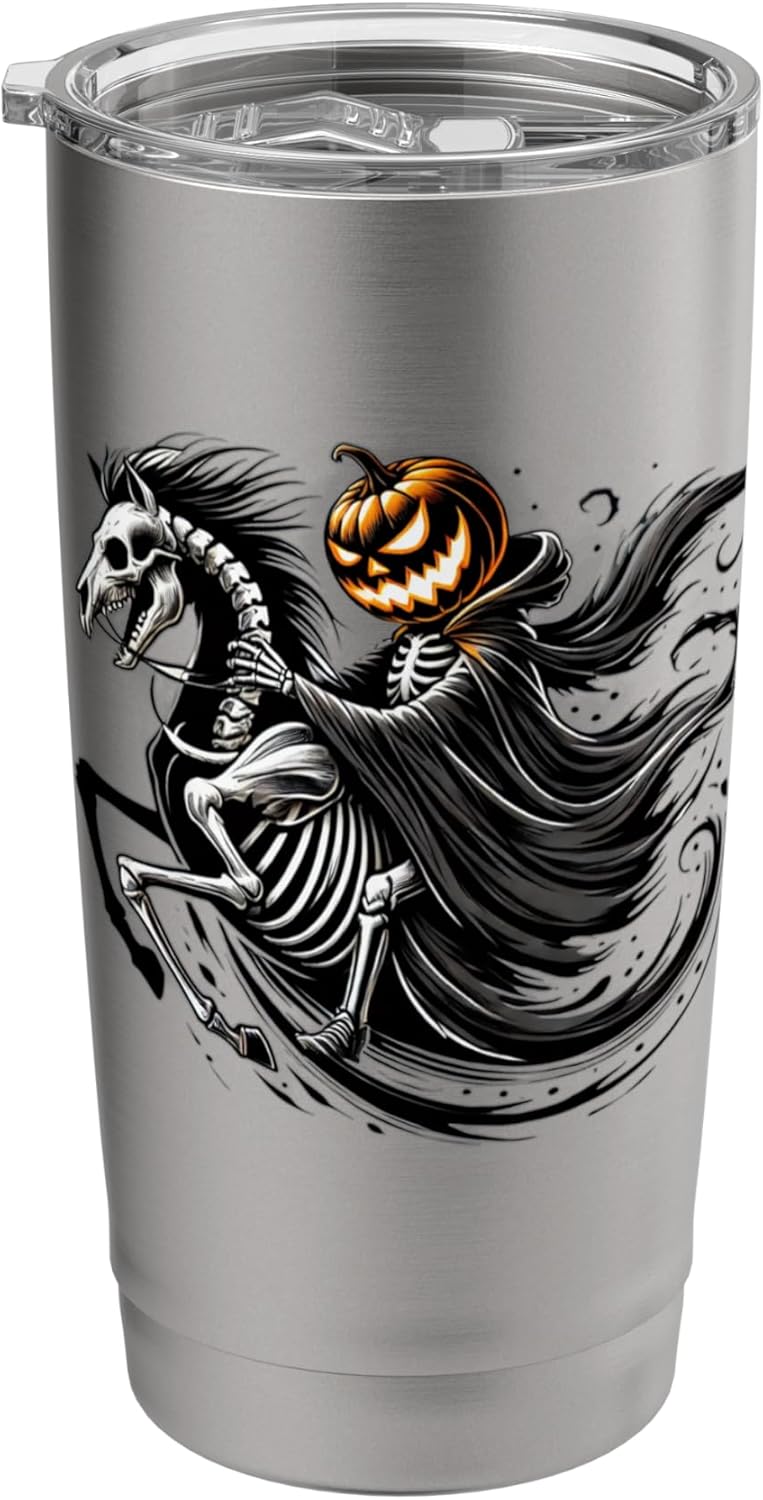 Spooky Headless Horseman Jack-O-Lantern Halloween Stainless Steel Insulated Tumbler