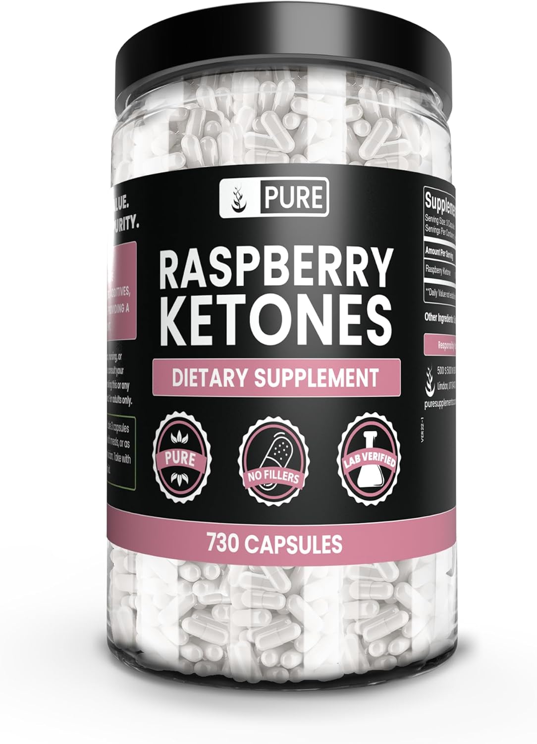 Pure Original Ingredients Raspberry Ketone (730 Capsules) No Magnesium Or Rice Fillers, Always Pure, Lab Verified