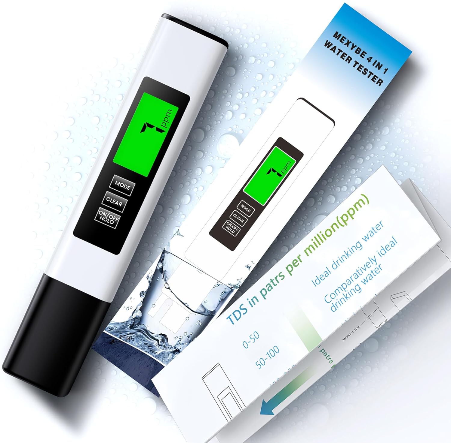 2025 All-New 4 in 1 Tds Meter Digital Water Tester - Accurate and Reliable TDS EC & Temp(°C,°F) Meter - 0-9990ppm - Professional Testing for Drinking Water, RO/DI System, Aquariums etc