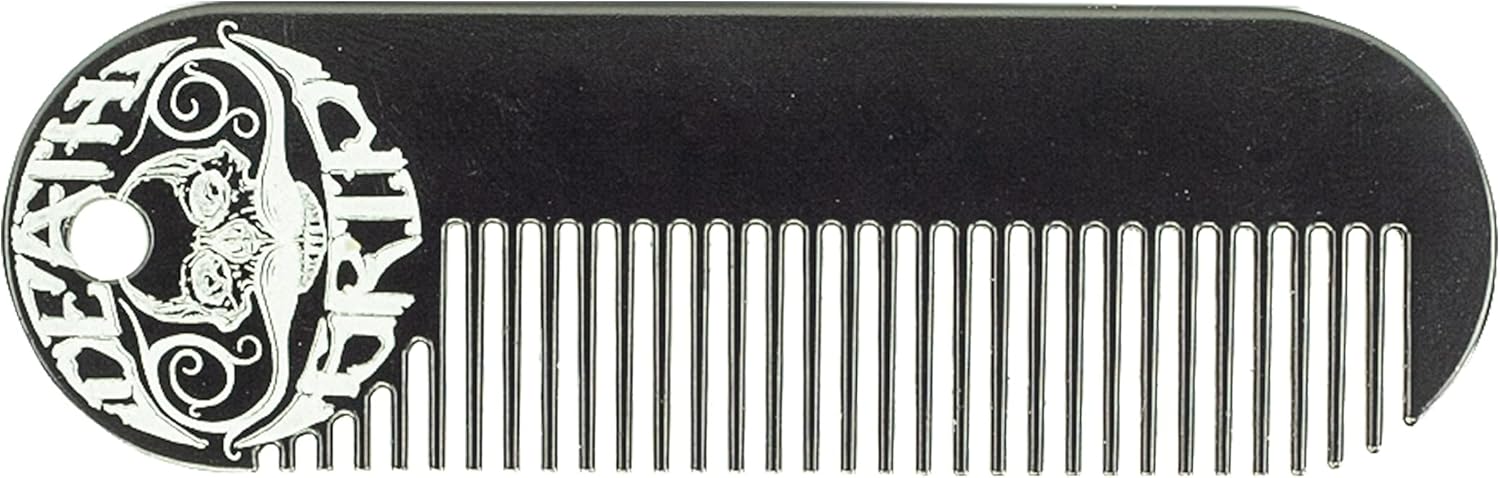 Beard Comb Or Fine Tooth Moustache Pocket Stainless Metal Powder Coated Black Keychain Mustache Comb For Men - 3.25 x 1 Inches by Death Grip
