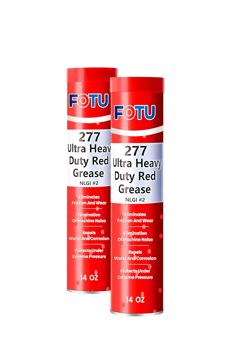 FOTU 277 Ultra Heavy-Duty Red Grease #2 Wheel Bearing Grease Tube, 2x14oz,Multi-Purpose Lubricant for Severe Conditions, Ideal for Automotive, Marine, Buses, Trucks and Tractors