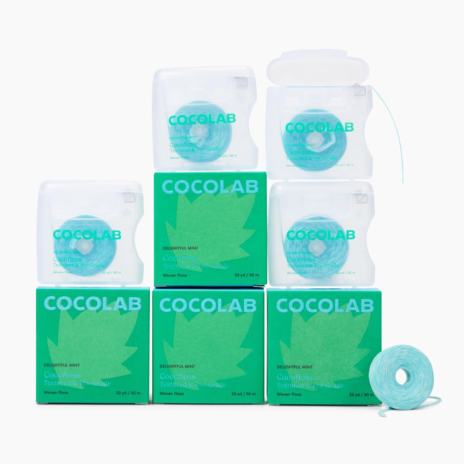 Cocofloss Expanding Woven Dental Floss by COCOLAB, Mint Scent, 4-Pack