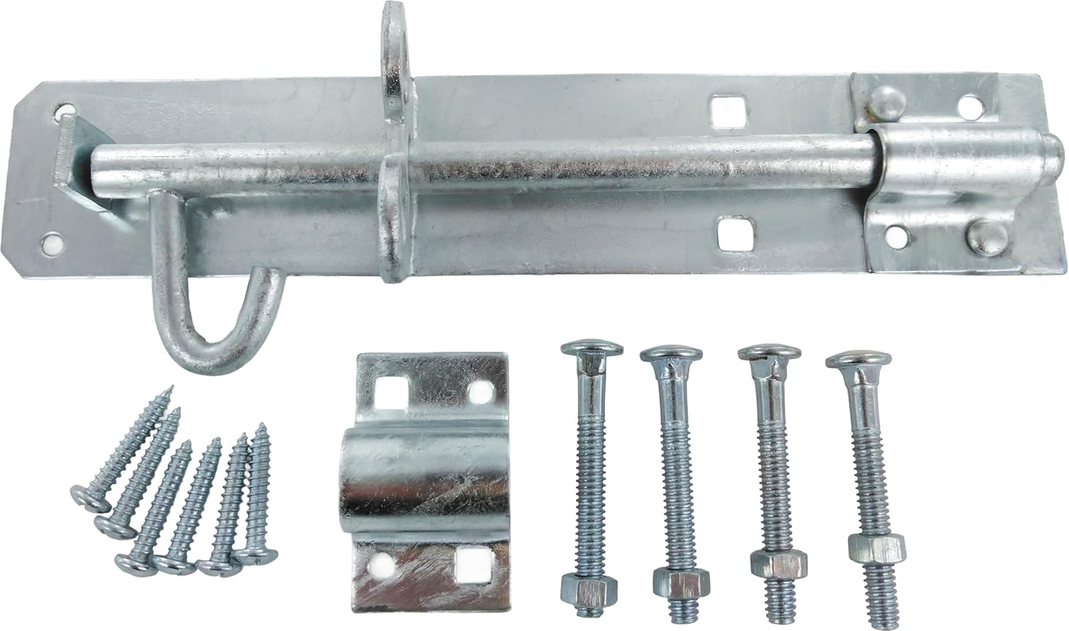 Merriway BH04255 2 A Brenton Type Heavy Duty Galvanised Rust Proof Padbolt Including Fittings, 200 mm, 8 inch, Silver