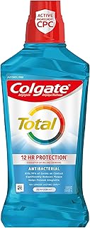 Colgate Total Advanced Pro-Shield Alcohol Free Mouthwash, Antibacterial Formula, Peppermint Blast, 33.8 Ounce