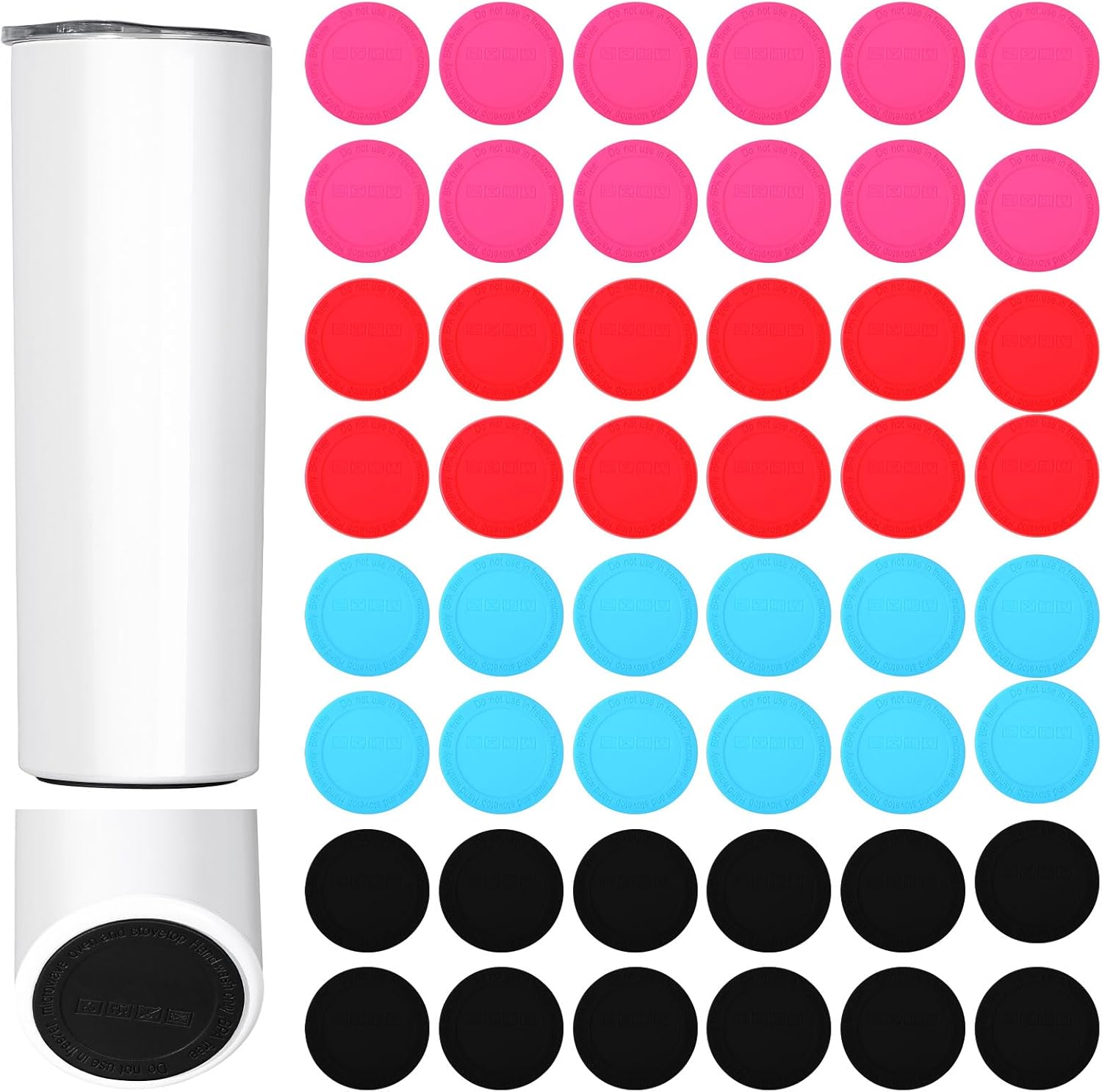 Yungyan 72 Pcs Silicone Bottoms for Tumblers Anti Slip Protective Rubber Bottoms for Sublimation Tumblers Self Adhesive Skinny Tumbler Bumpers Silicone Bottom for Wine Glasses Jars, 56mm, 4 Colors