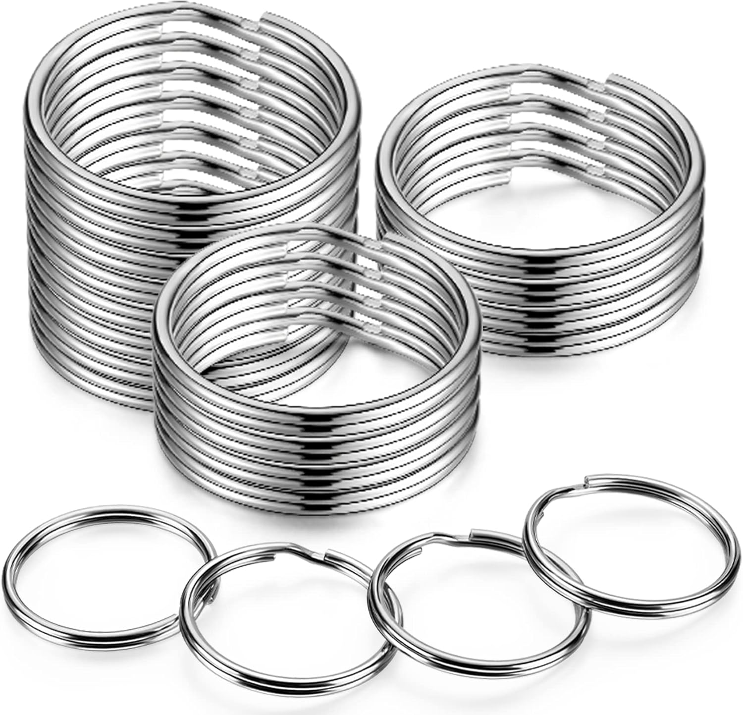 YHYZ 1.5 inch Key Rings Bulk (30pcs, Round), 38mm (1 1/2 inch) Sliver Metal Spilt Key Rings, for Kechain Chain/Dog Collar tag/DIY Craft Jewelry Making/Car Key