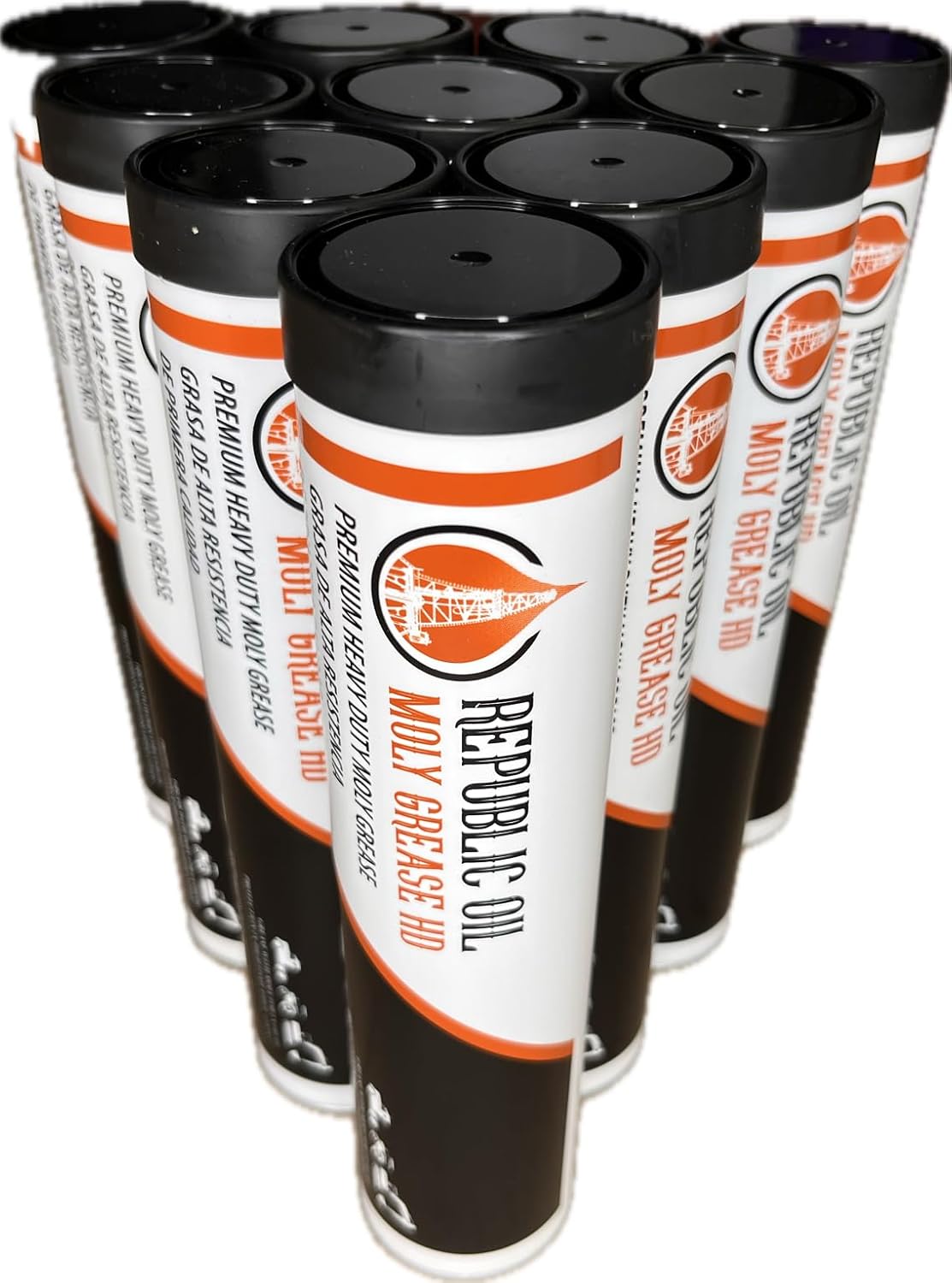 Republic Oil Premium Heavy Duty 5% Moly Grease Tubes EP2 Lithium Complex 10x14oz – High Temp Heavy Duty Grease Tubes for Construction, Mining, Agriculture, Pins, Bushings & Fifth Wheels Made in USA