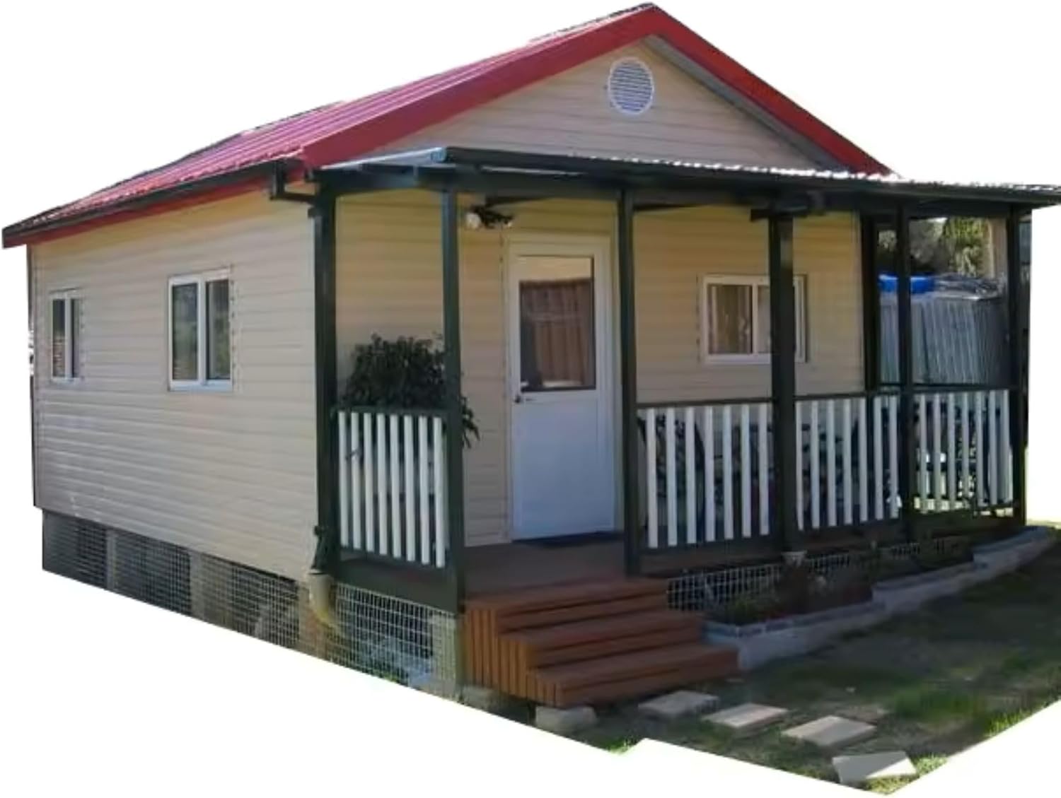 20 ft Modern Luxury Prefabricated Container House 2 Bedroom 1 Bathroom 1 Kitchen - 3 in 1 Foldable, Container, Portable House, Insulated with Front Balcony, Free Electric Water Heater