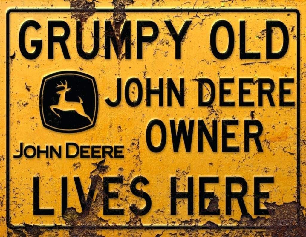 ASSCA Metal Advertising Sign Wall Door Plaque Decorative Tin Metal For Home Office Bar Coffee Shop Pub Shed Man Cave - Vintage John Deere Farmer Tractor Grumpy Owner Lives Here inspired