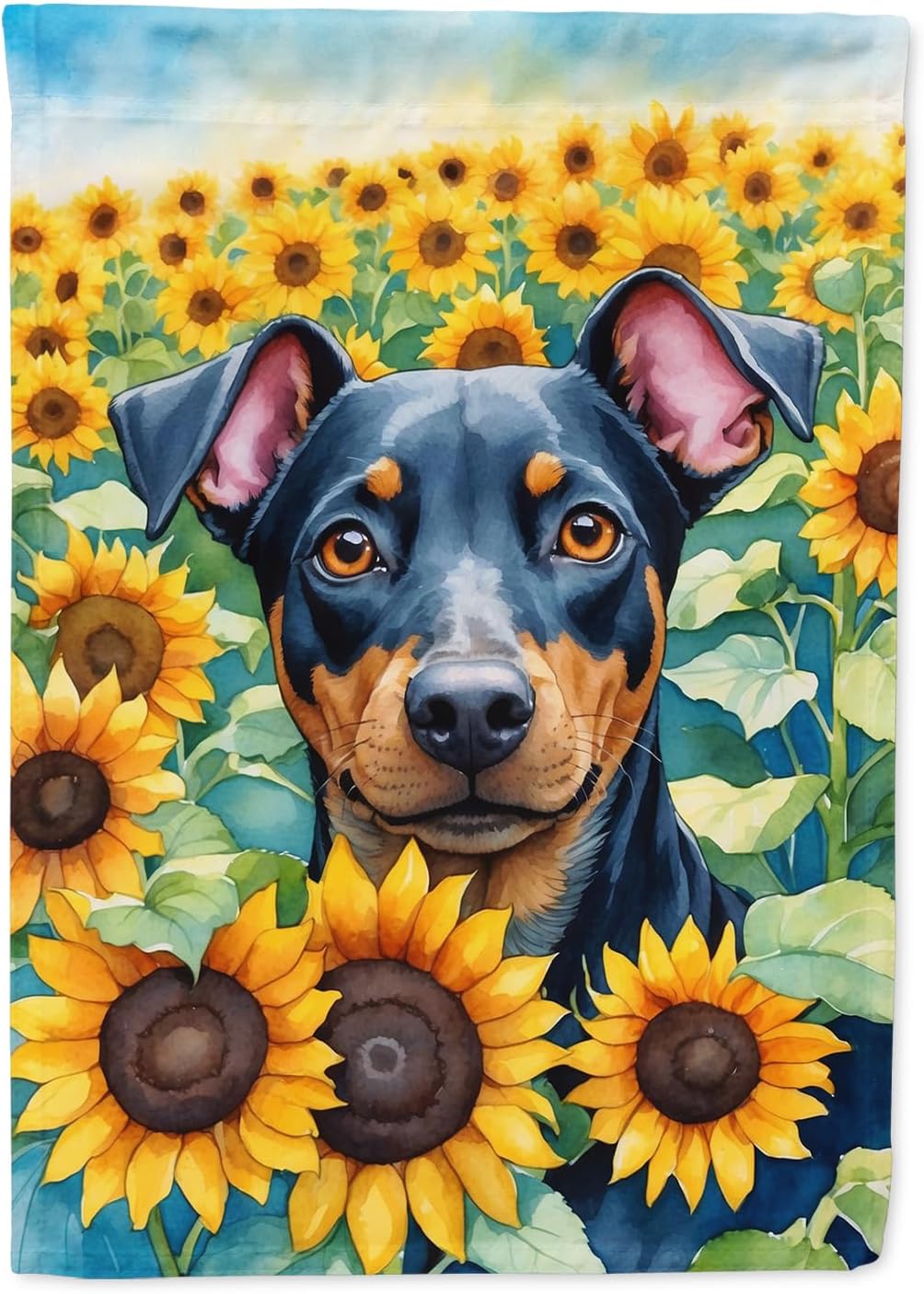Caroline's Treasures DAC6119GF Manchester Terrier in Sunflowers Garden Flag Mailbox Flag Decorative Yard Flag Banner Outside Patio Artwork Yard Flower Beds, Garden Size, Multicolor