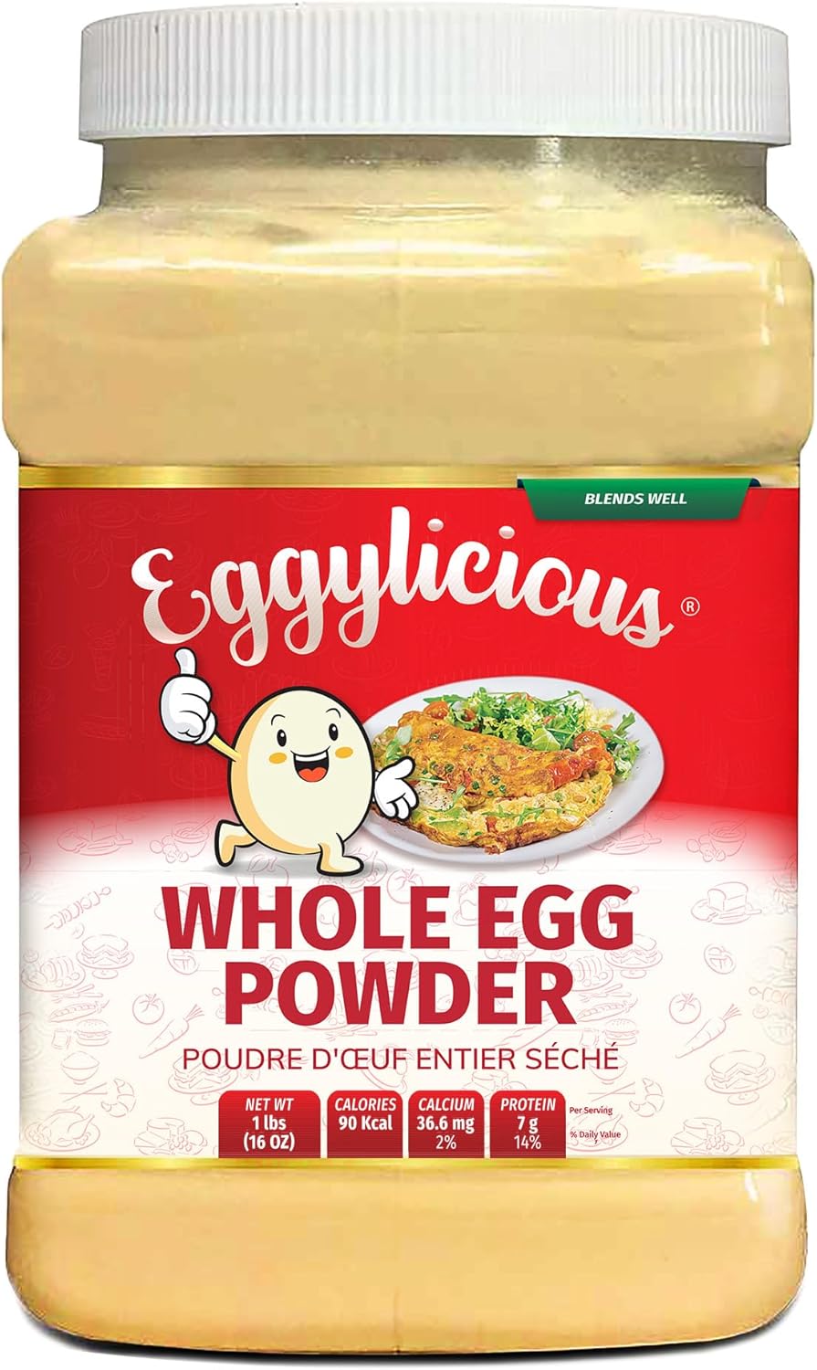 Eggylicious Whole Egg Powder, Dried Natural Protein Powder, Made from Fresh Eggs, White & Yolk mixed, Pasteurized, Non-GMO, No Additives, Used for Baking Icing,1lbs(16oz)