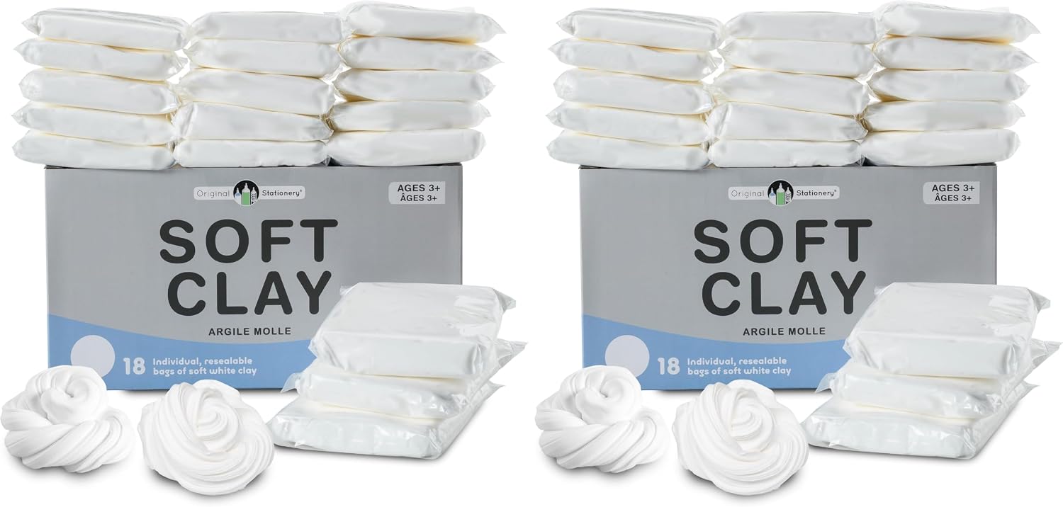 Original Stationery Soft Clay Modeling Compound - 4 lb (1.8 kg), White - Air Dry Cloud Dough & Butter Slime Clay for DIY Slime Kit, Arts & Crafts, Ages 7+ Kids Crafts (Pack of 2)