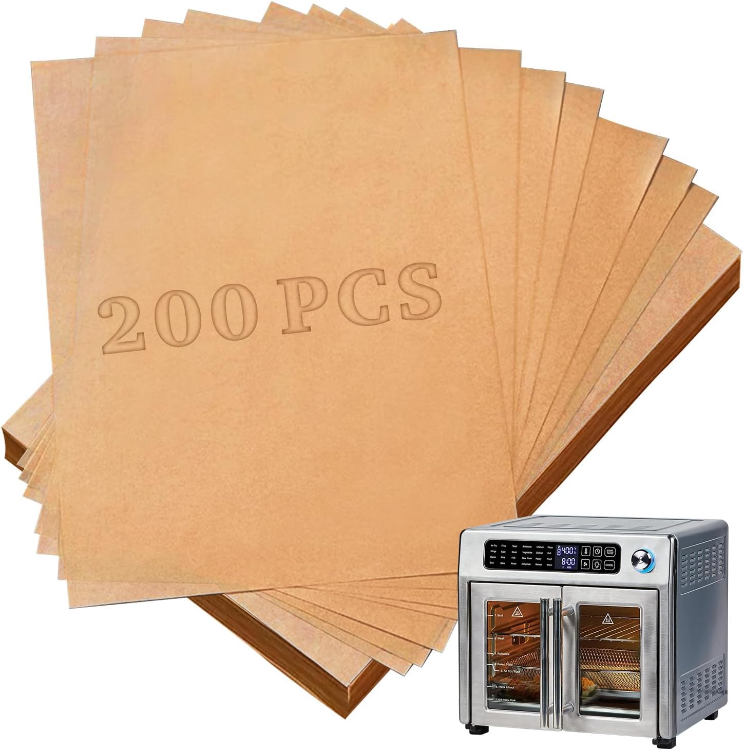 Air Fryer Liners Disposable Compatible with Emeril Lagasse 26 QT French Door 360 Air Fryer, 200 Pcs Airfryer Paper Liners Air Fryer Sheets for Emeril Lagasse Air Fryer Accessories