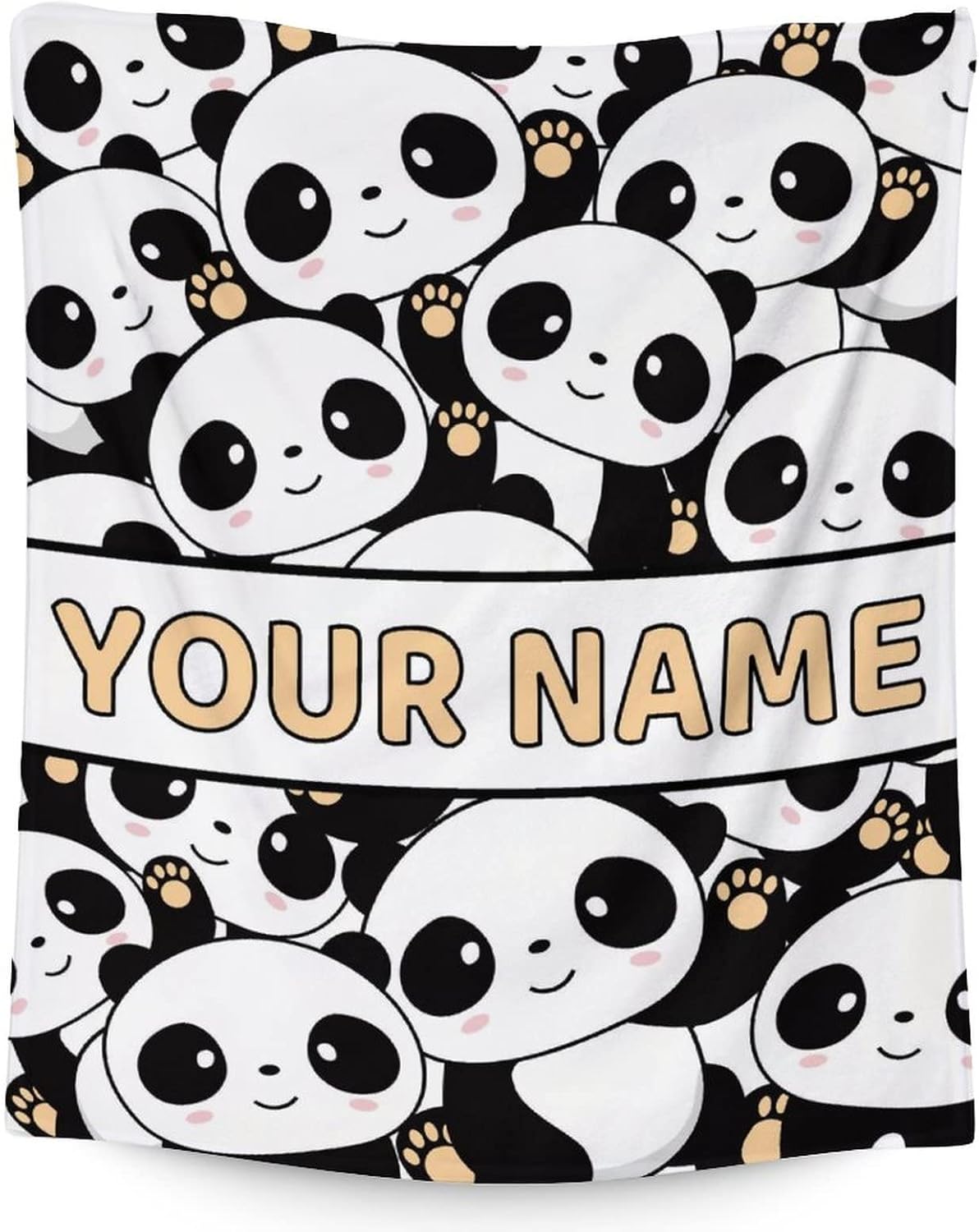 Personalized Panda Blanket with Name - Soft, Fuzzy & Warm - 40x30 Inches Small Blanket for Office, Chair - White Cute Throw Blanket Gifts for Boys, Girls