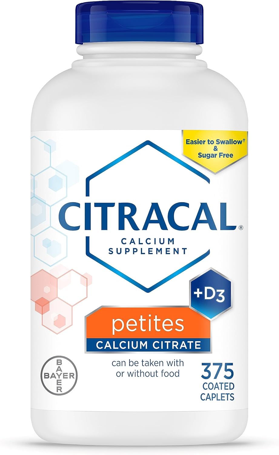 Citracal Petites, 400 mg Calcium Citrate, Easily Absorbed and Highly Soluble with 12.5 mcg (500 IU) Vitamin D3, Bone Health Support for Ages 12+, Smaller and Easier to Swallow Caplets, 375 Count