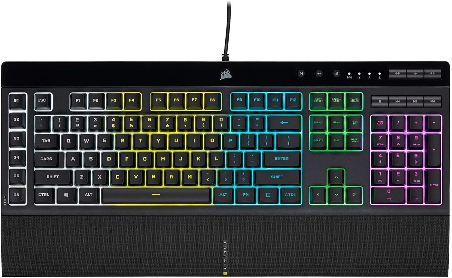Corsair K55 RGB PRO Membrane Wired Gaming Keyboard – IP42 Dust and Spill-Resistant – 6 Macro Keys with Elgato Integration – iCUE Compatible – QWERTY NA – PC, Mac, Xbox – Black
