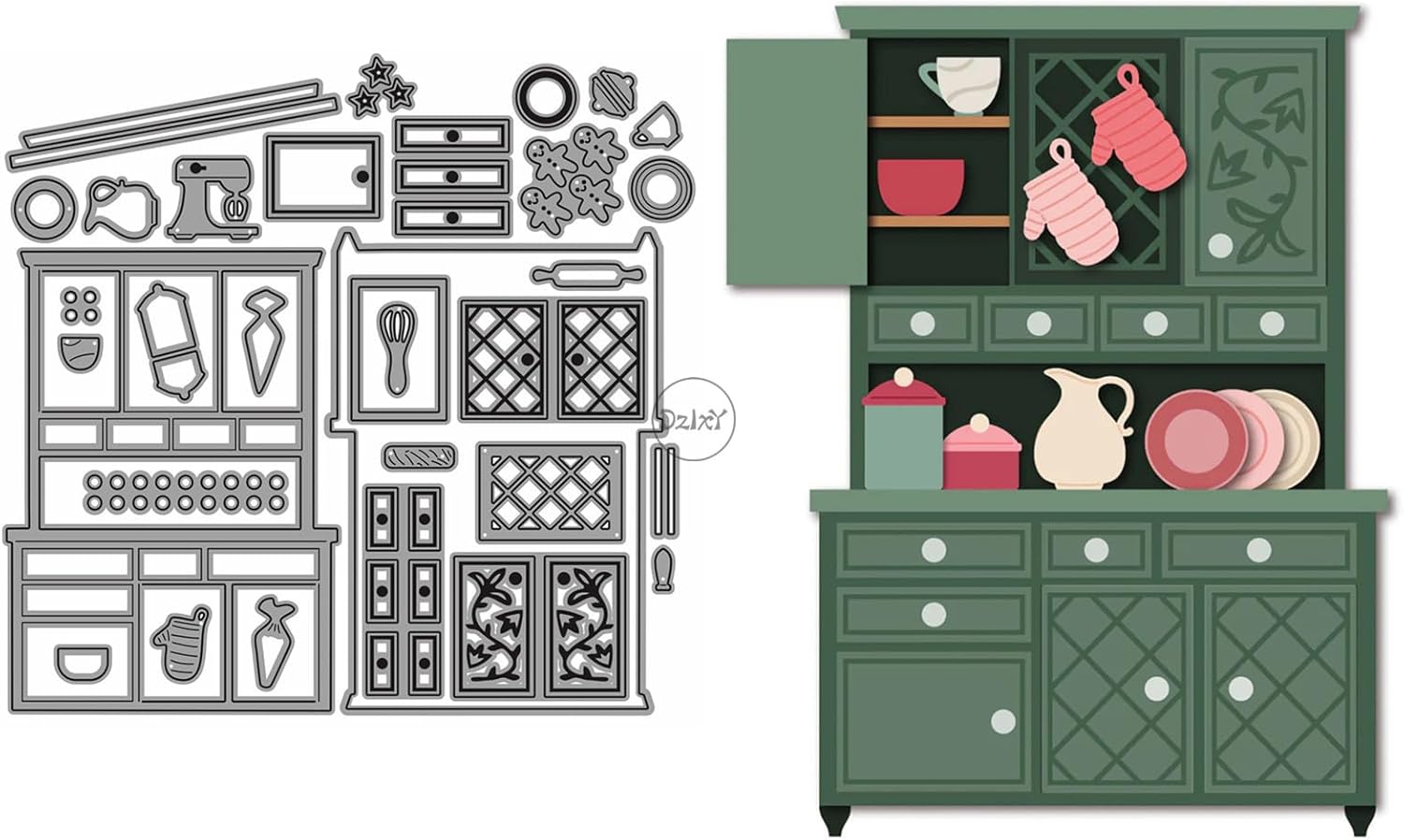 DzIxY Patchwork Cabinet Kitchenware Metal Cutting Dies for Card Making Kit Embossing Paper Die Cuts Set Scrapbook Stencils Supplies Machine Templates