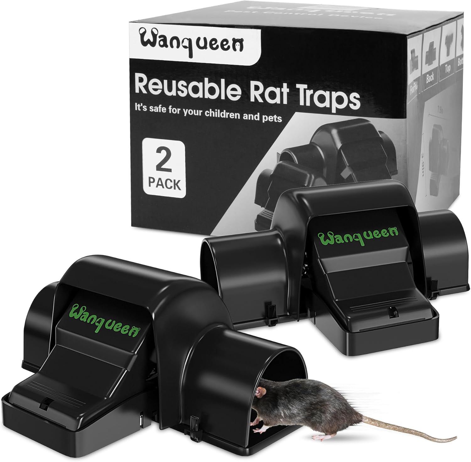 Reusable Rat & Chipmunk Traps, Prevents Accidental Triggering Mouse Trap, Tunnel Dual-Entry Squirrel Trap for Big Rats, Large Efficient Capture Device, Snap Traps for Humane Capture
