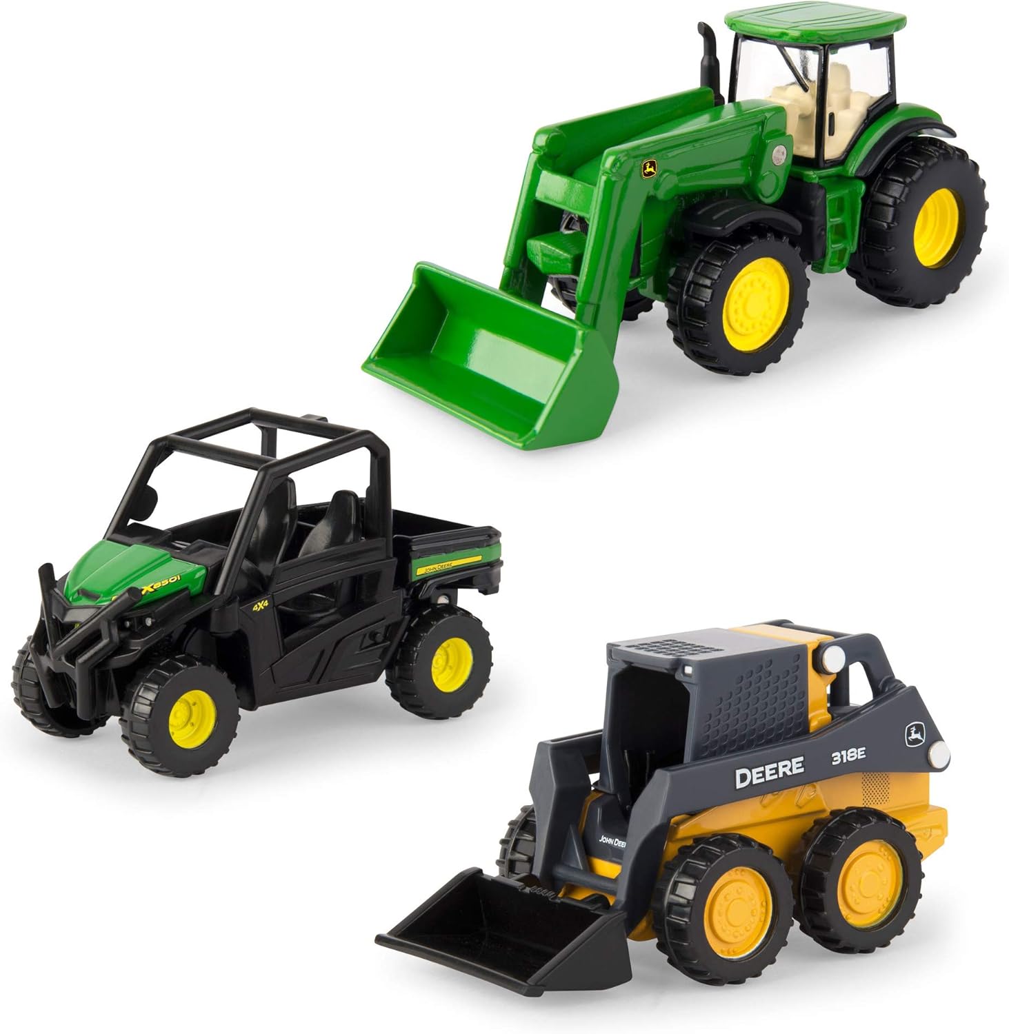 ERTL Iron John Deere Die-Cast Replicas - Includes John Deere Tractor, Gator, and Skid Steer Farm Toys with Collectible Display Box - John Deere Tractor Toys - 3 Inch - 3 Count