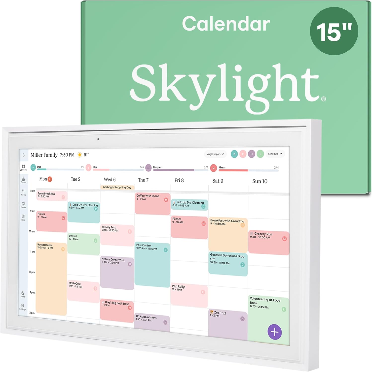 Skylight Calendar: 15-inch Digital Calendar & Chore Chart, Smart Touchscreen Interactive Display for Family Schedules – Wall Mount Included, Great for Organizing Your 2025 Wall Planner