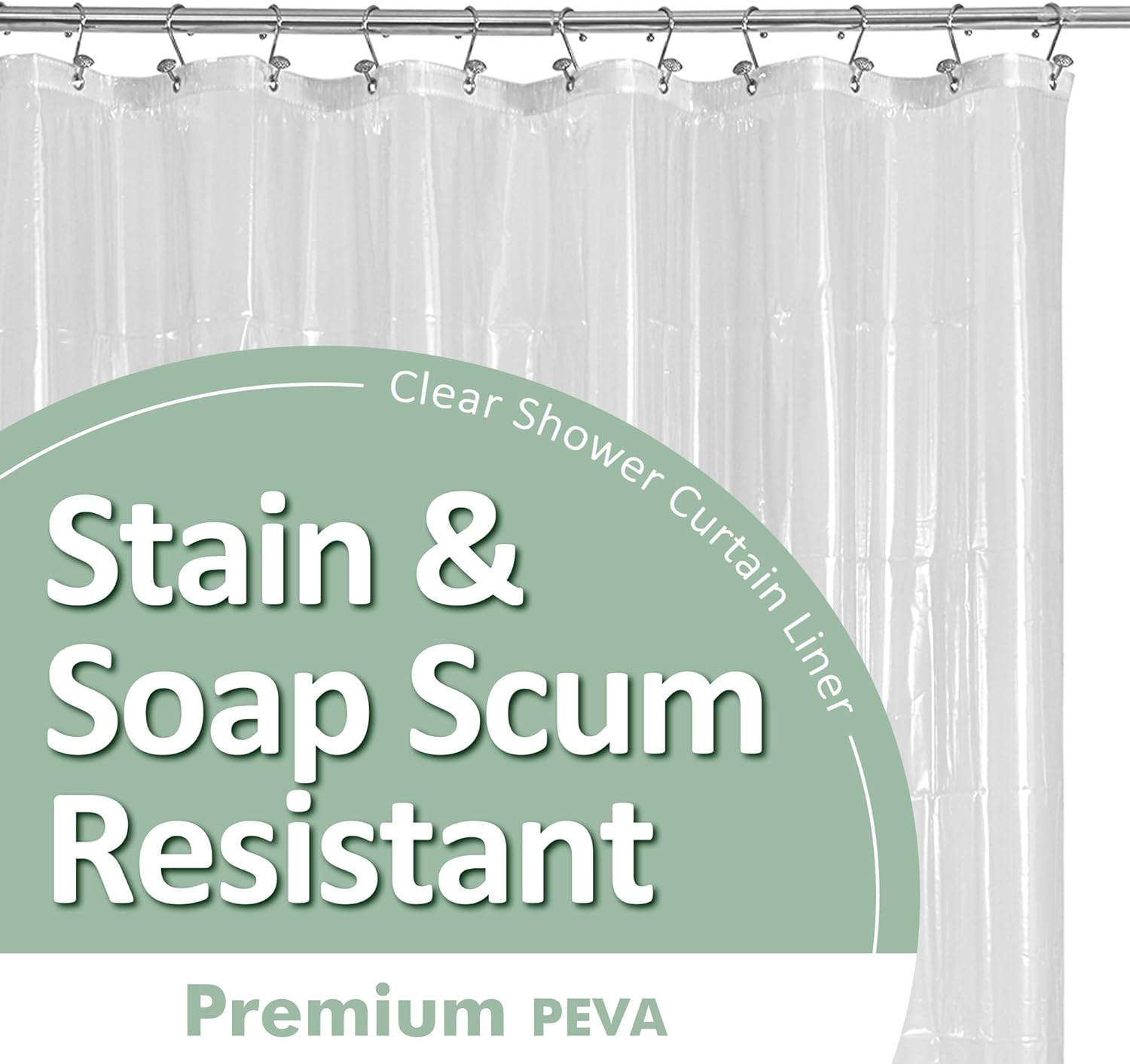 Barossa Design Plastic Shower Liner Clear - Premium PEVA Shower Curtain Liner with Rustproof Grommets and 3 Magnets, Waterproof Cute Lightweight Standard Size Shower Curtains for Bathroom - Clear