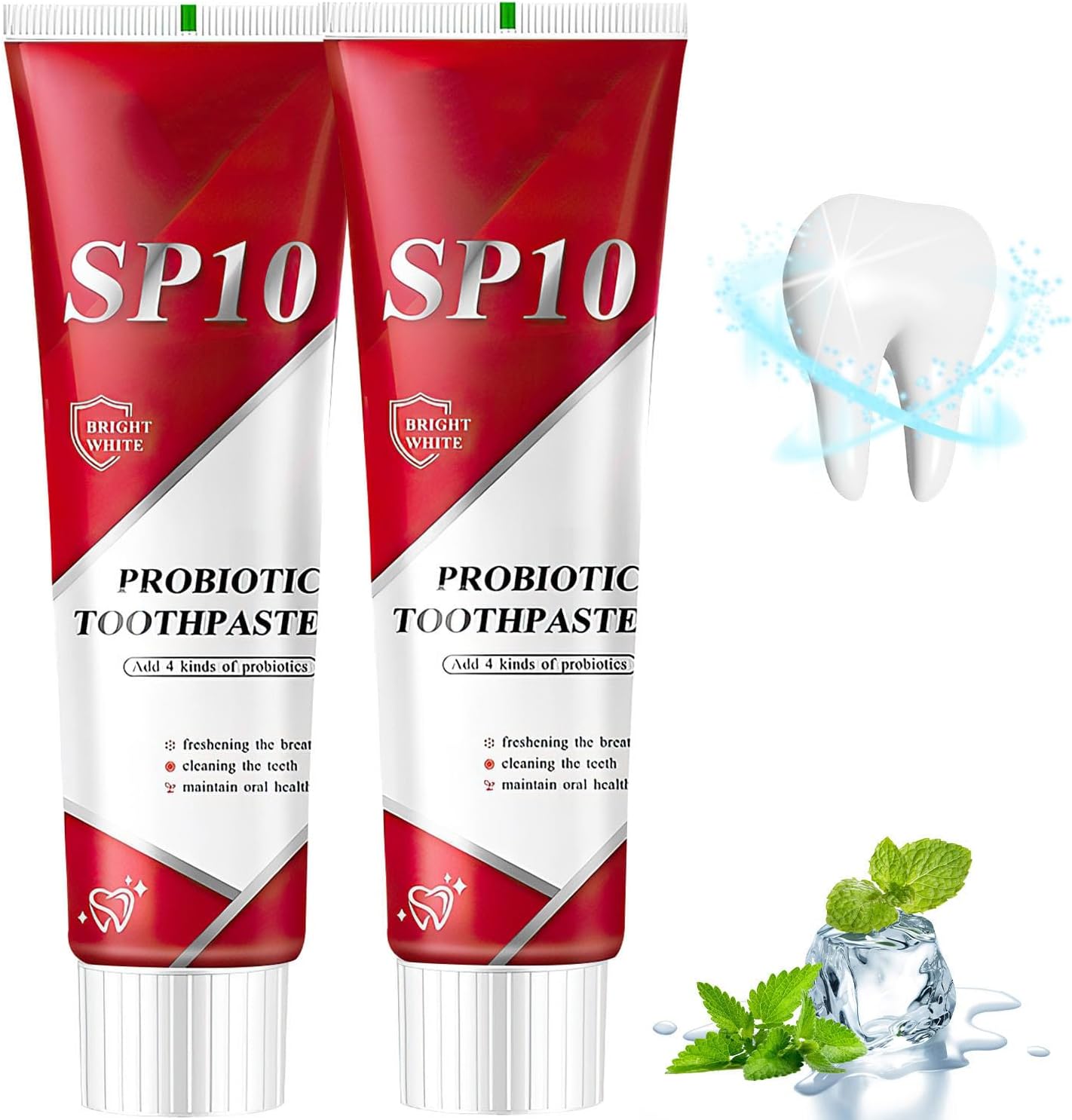Sp10 Probiotic Toothpaste, Sp-10 Ultra Whitening Toothpaste, Fresh Breath Stain Removal, Deep Cleaning Care(2pcs)