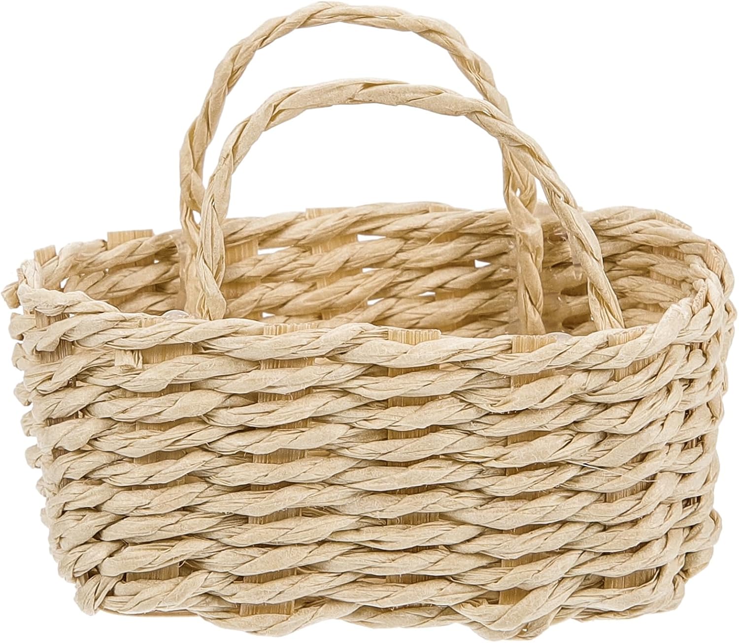 ULTECHNOVO Dollhouse Shopping Basket Mini Flower Basket Pretend Play Dollhouse Toy Miniature Woven Crafts Farmhouse s Miniature with Handles Mini Toy Model Wicker Rattan