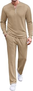 COOFANDY Men's 2 Piece Tracksuit Set Polo Athletic Sweatsuit Quarter Zip Jogging Long Sleeve Casual Sports Outfits