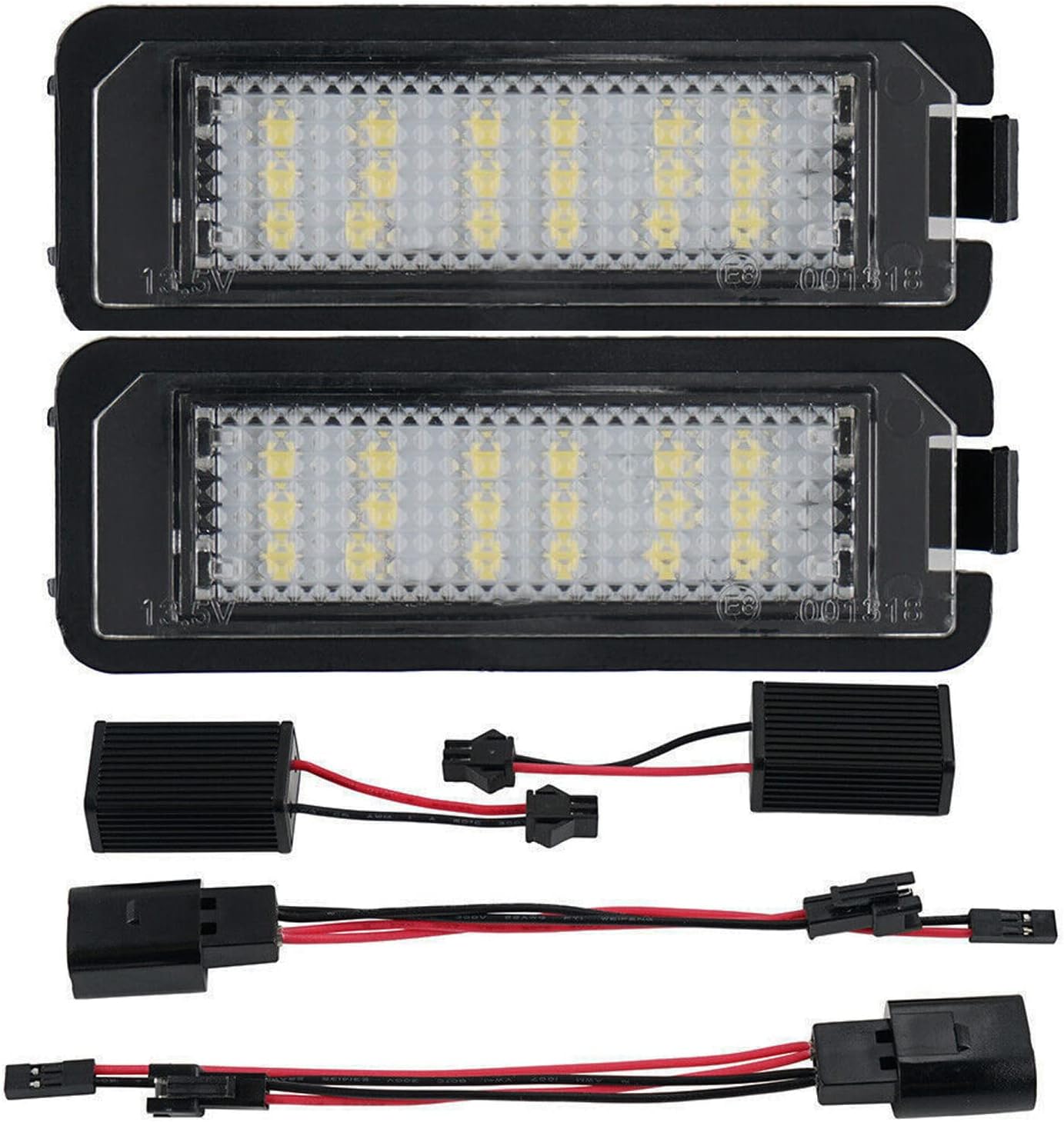 2Pcs Error Free LED License Plate Lights Tag Lamp Assembly Compatible/Replacement for Volkswagen VW Golf GTI MK4 MK5 MK6 MK7 CC Rabbit Polo EOS Phaeton Beetle Scirocco, 6000K White