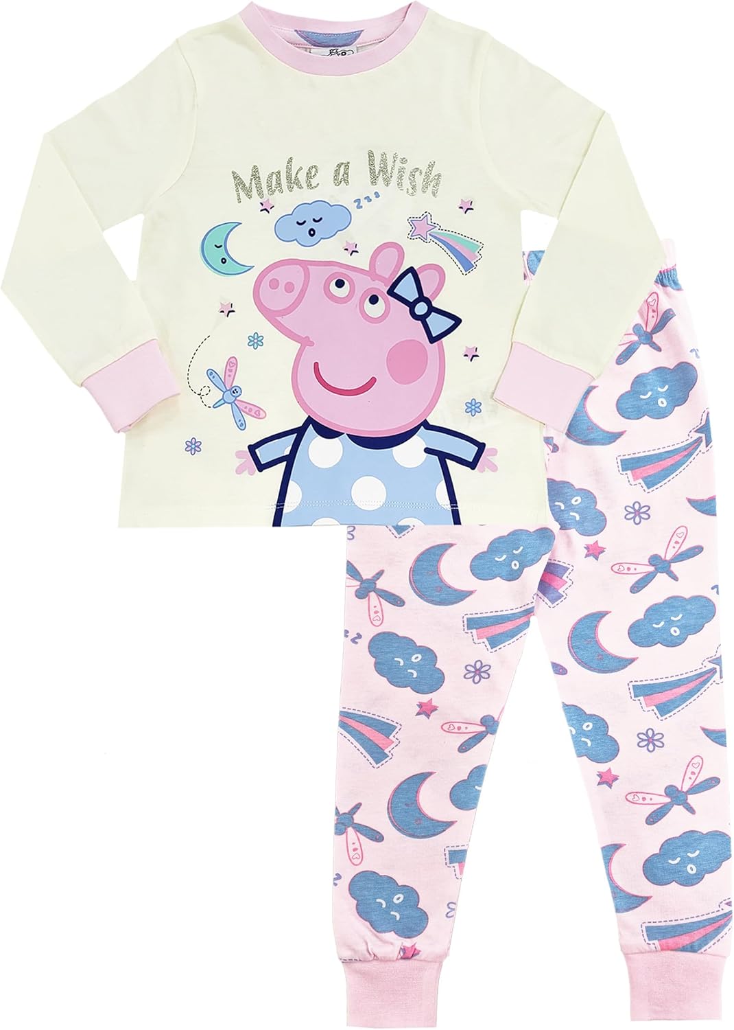 Peppa Pig Girls Personalised Pyjamas Make a Wish PJs Nightwear