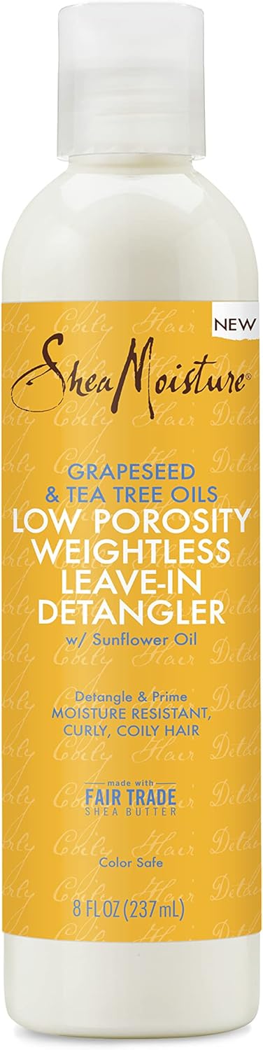 SheaMoisture Weightless Hydrating Detangler For Moisture Resistant, Curly, Coily Hair Low Porosity Lightweight Hair Detangler 8 oz